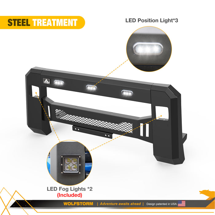 WOLFSTORM Pare-chocs avant avec lumières LED compatible avec Ford F-150 2018 2019 2020