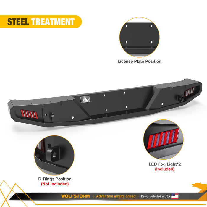 Pare-chocs arrière pour Jeep Wrangler JK 2008-2017 avec feux de freinage LED 