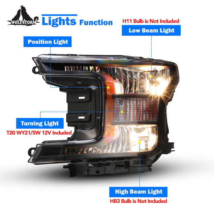 WOLFSTORM Headlight Assembly for 2018-2020 Ford F150