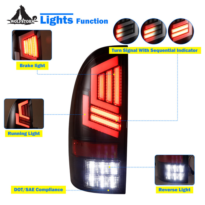 WOLFSTORM Feu arrière LED pour Toyota Tacoma 2005-2015, clignotant séquentiel et DRL