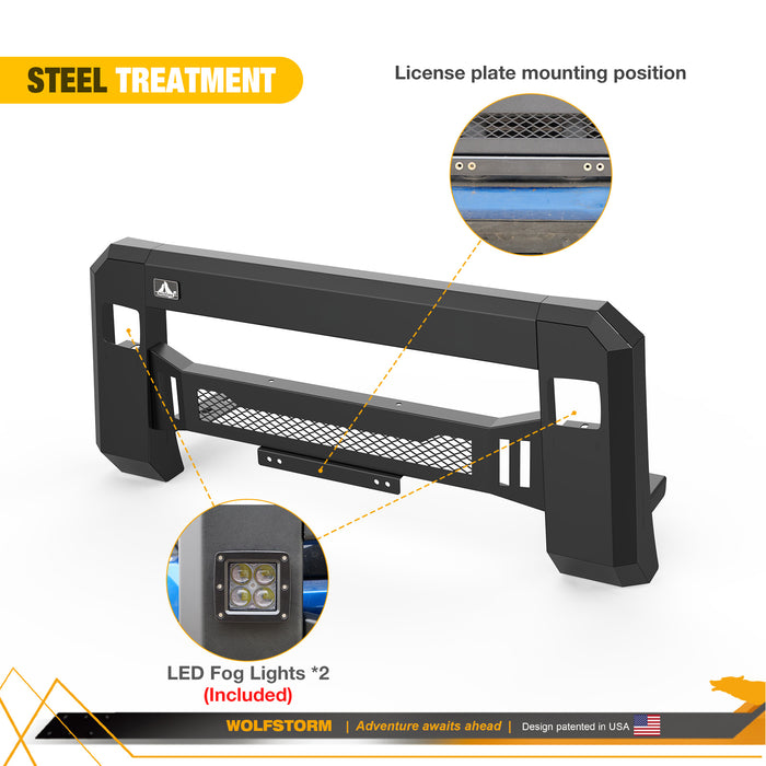 WOLFSTORM F150 Pare-chocs avant avec 2 lumières LED et 3 feux de position compatibles avec Ford F-150 2018-2020