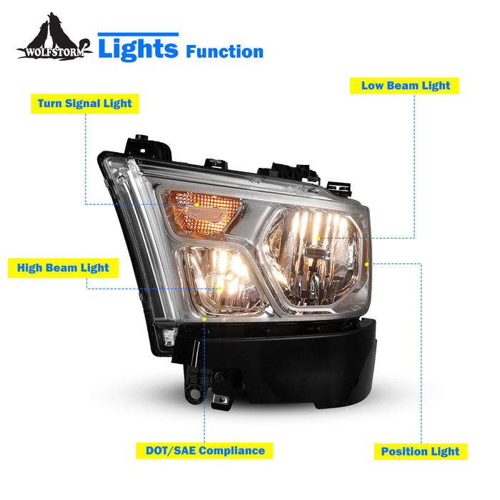 Conjunto de faros halógenos WOLFSTORM para Dodge Ram 1500 2019-2022