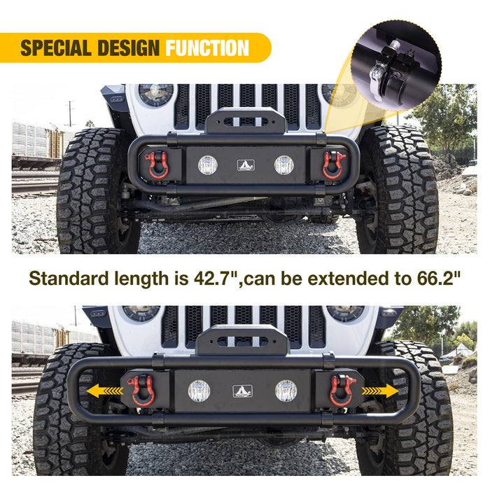 Front Bumper for 2007-2018 Jeep JK / 2018-2024 Jeep Wrangler JL/JLU / 2019-2024 Jeep JT with Winch Plate