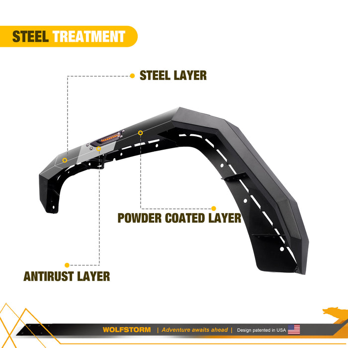 Fender Flares for 2008-2017 Jeep Wrangler JK with LED Sequential Turn Lights