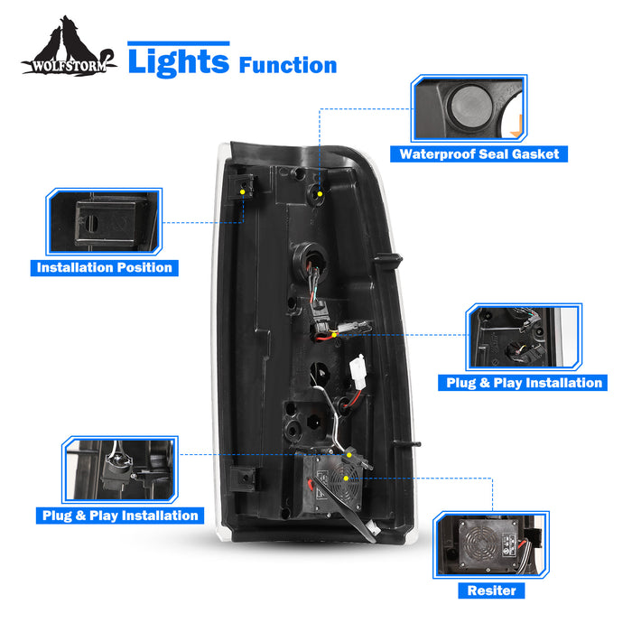 WOLFSTORM LED Tail Lights for 1999-2006 Chevy Silverado 1500 2500 3500 LED Tail Lights