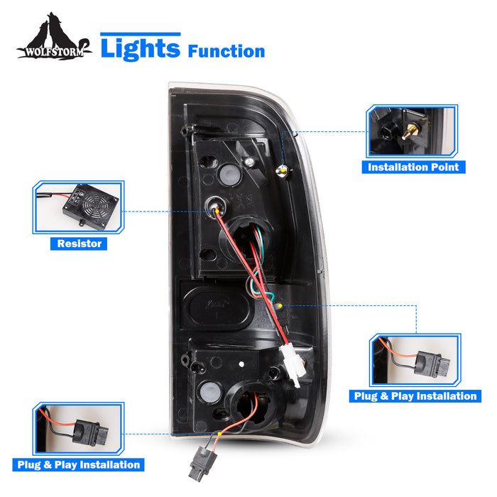 WOLFSTORM LED Tail Light Fit for 2000-2007 Ford F-250 Super Duty