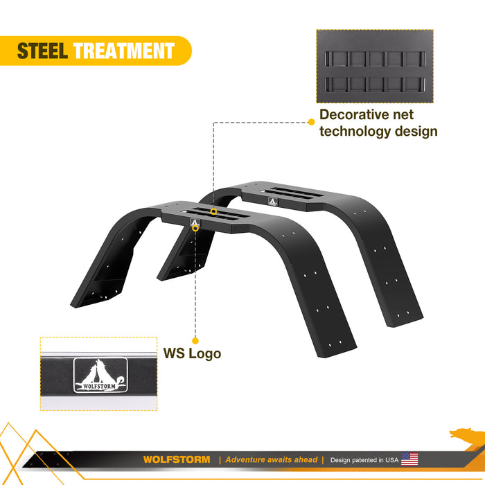 WOLFSTORM Fender Flares with LED Sequential Turn Signal Light for 2019-2025 Jeep Gladiator JT