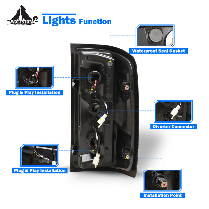 WOLFSTORM LED Tail Light Assembly Fit for 2014-2018 Chevy Silverado 1500 2500 3500