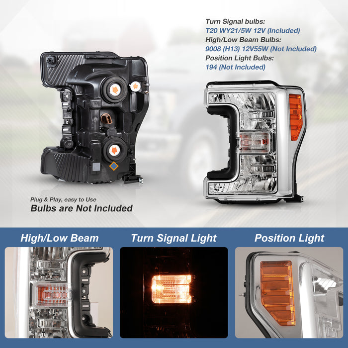 WOLFSTORM Headlights for 2017-2019 Ford F-250 F-350 F-450 Super Duty