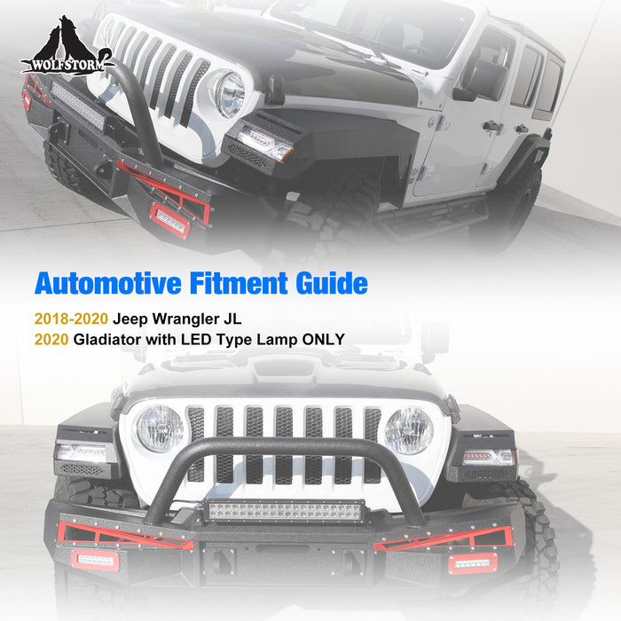 WOLFSTORM Ensemble de clignotants séquentiels à LED pour Jeep Wrangler JL/JLU 2018-2024 et Jeep Gladiator JT/JTU 2019-2024
