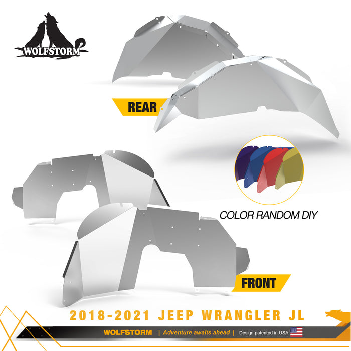 Doublures de garde-boue intérieures en aluminium pour Jeep Wrangler JL/JLU 2018-2024