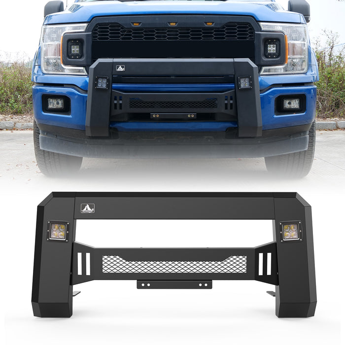 WOLFSTORM F150 Pare-chocs avant avec 2 lumières LED et 3 feux de position compatibles avec Ford F-150 2018-2020