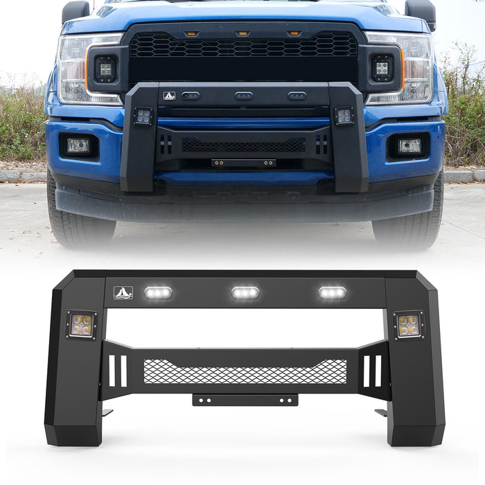 WOLFSTORM Pare-chocs avant avec lumières LED compatible avec Ford F-150 2018 2019 2020