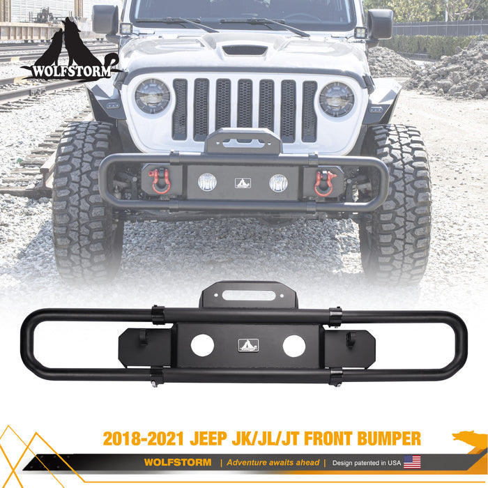 Front Bumper for 2007-2018 Jeep JK / 2018-2024 Jeep Wrangler JL/JLU / 2019-2024 Jeep JT with Winch Plate