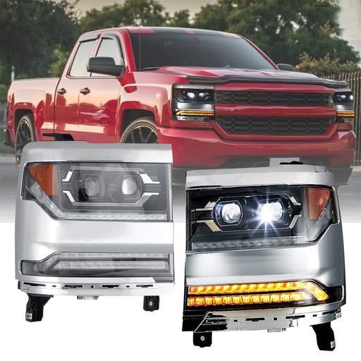WOLFSTORM Headlights for Chevy Silverado 1500 2016-2019 LED Projector DRL Replacement Turn Signal Lights - WOLFSTORM 