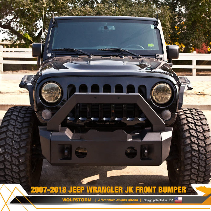 Front Bumper for 2007-2018 Jeep Wrangler JL/JKU with Winch Plate and Fog Light Housing