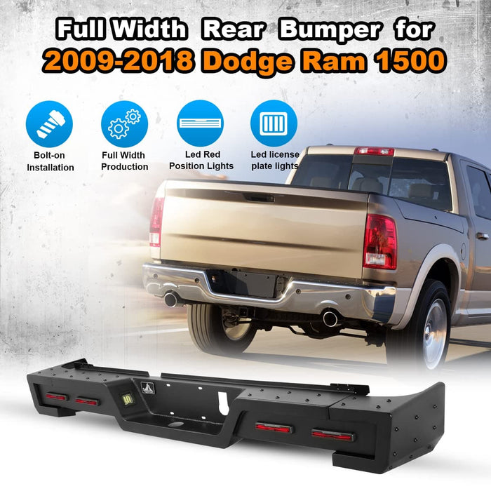 WOLFSTORM Full Width Rear Bumper for 2009-2018 Dodge Ram 1500 - WOLFSTORM 