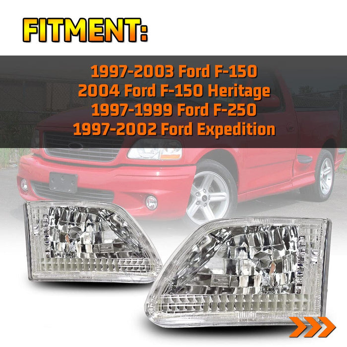 WOLFSTORM Headlight Assembly For Ford 1997-2002 Expedition, 1997-2003 F150, 2004 F150 Heritage, 1997-1999 F250 - WOLFSTORM 
