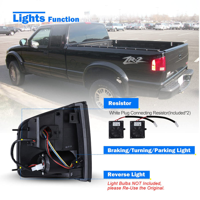 WOLFSTORM LED Tail Light Fit for 1994-2004 Chevy S10 and 1994-2004 GMC Sonoma, 1996-2000 Isuzu Hombre - WOLFSTORM 