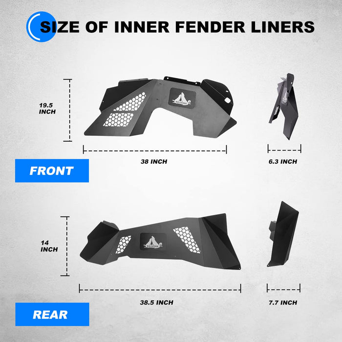 Inner Fender Liners Compatible with 2007-2017 Jeep Wrangler JK 2-Doors & 4-Doors - WOLFSTORM 
