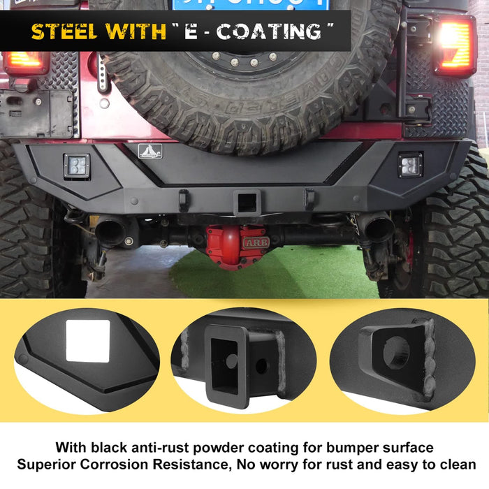 WOLFSTORM Rear Bumper for 2007-2018 Jeep Wrangler JK & JKU - WOLFSTORM 