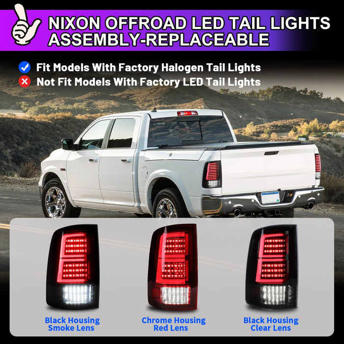 WOLFSTORM LED Tail Lights for 2009-2018 Dodge Ram 1500 2500 3500 and 2019-2023 Ram 1500 Classic