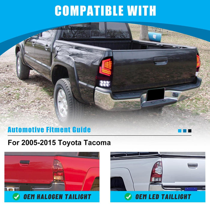 WOLFSTORM TAIL LIGHTS FOR 2005-2015 TOYOTA TACOMA PICKUP TRUCK WITH Sequential Turn Signal Lights - WOLFSTORM 