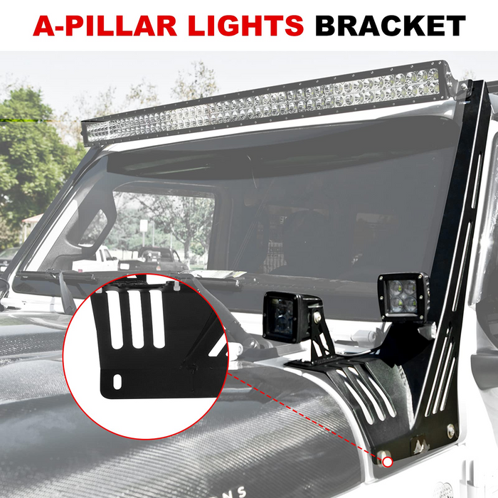A-Pillar LED Light Bar Mount Bracket for Jeep Wrangler JL and Gladiator JT