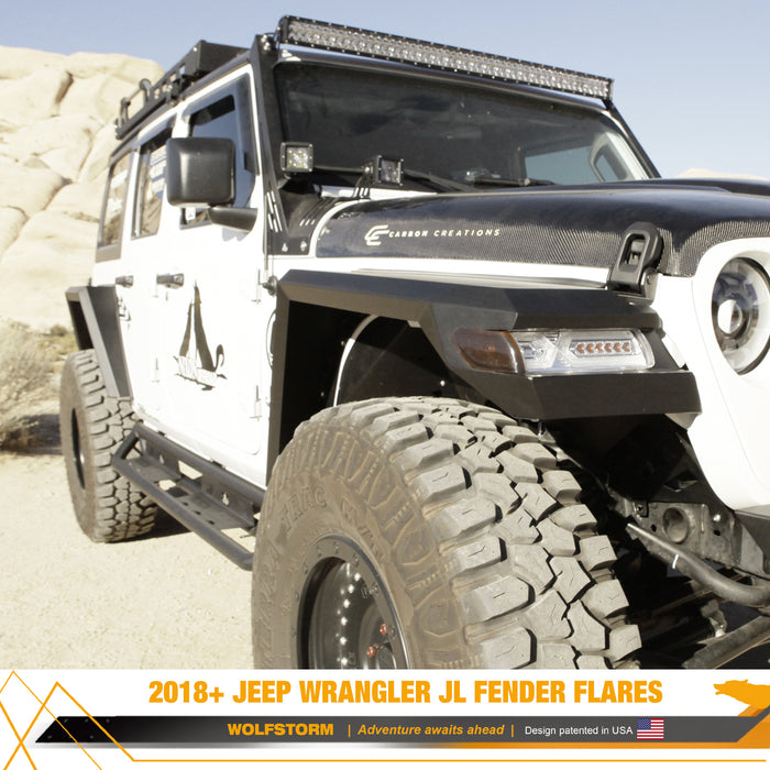 WOLFSTORM Fender Flares For 2018-2025 Jeep Wrangler JL/JLU and 2019-2024 Gladiator JT