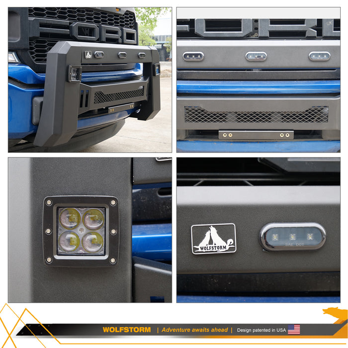 WOLFSTORM Pare-chocs avant avec lumières LED compatible avec Ford F-150 2018 2019 2020