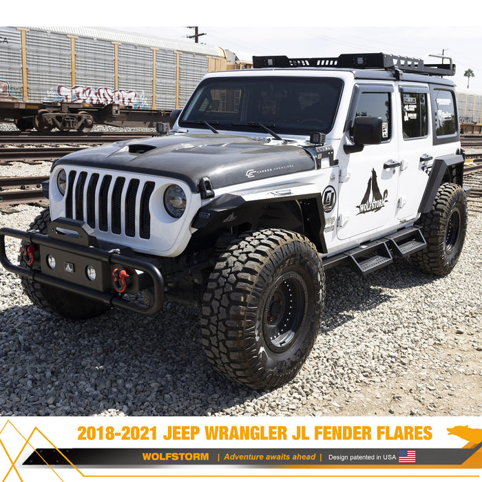 WOLFSTORM Fender Flares pour Jeep Wrangler JL et Gladiator JT avec lumières LED