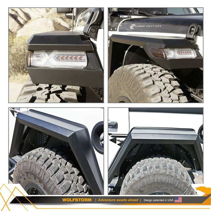 WOLFSTORM Fender Flares For 2018-2025 Jeep Wrangler JL/JLU and 2019-2024 Gladiator JT