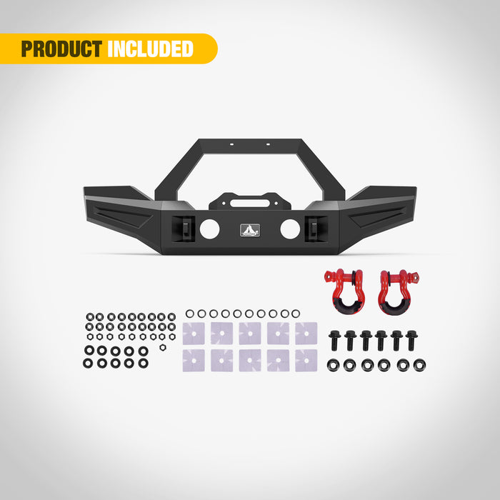 Pare-chocs avant pour Jeep Wrangler JL/JKU 2007-2018 avec plaque de treuil et boîtier de phare antibrouillard
