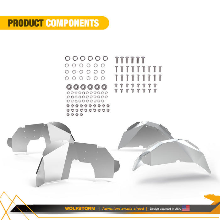 Doublures de garde-boue intérieures en aluminium pour Jeep Wrangler JL/JLU 2018-2024