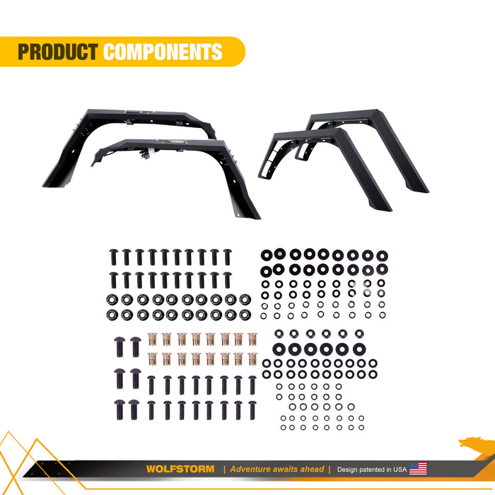 WOLFSTORM Fender Flares pour Jeep Wrangler JL et Gladiator JT avec lumières LED