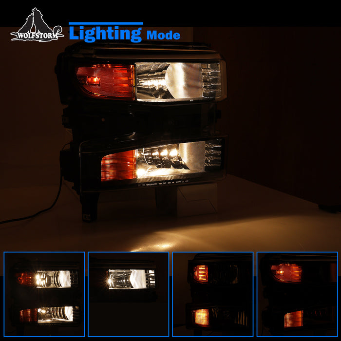 WOLFSTORM Headlight for 2019-2021 Chevy Silverado 1500 with DRL, High/Low Beam, and Turn Signals