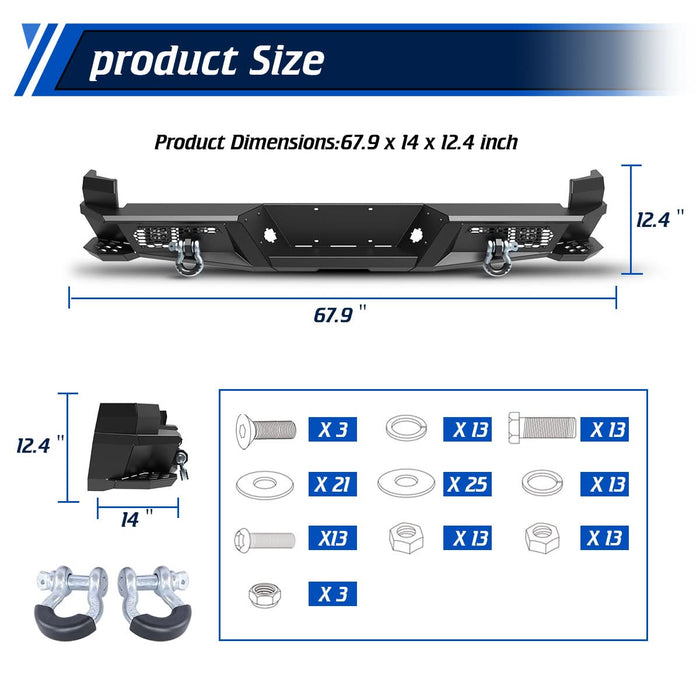 WOLFSTORM Rear Bumper for 2005-2015 Toyota Tacoma