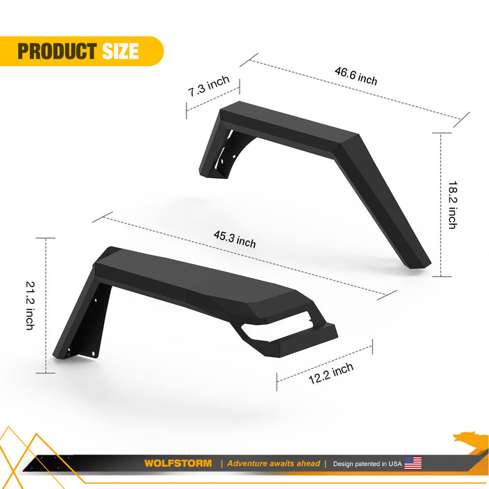 WOLFSTORM Fender Flares For 2018-2025 Jeep Wrangler JL/JLU and 2019-2024 Gladiator JT