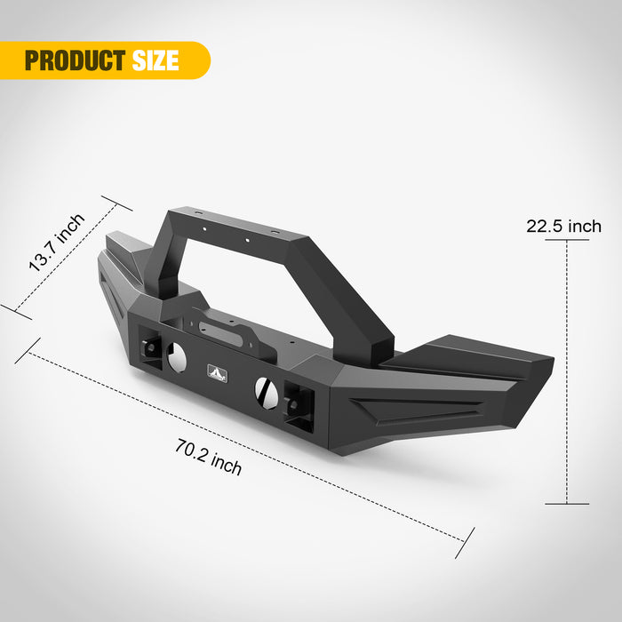 Pare-chocs avant pour Jeep Wrangler JL/JKU 2007-2018 avec plaque de treuil et boîtier de phare antibrouillard