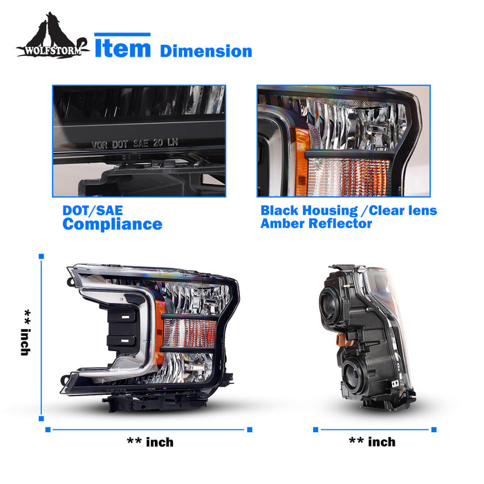 WOLFSTORM Headlight Assembly for 2018-2020 Ford F150