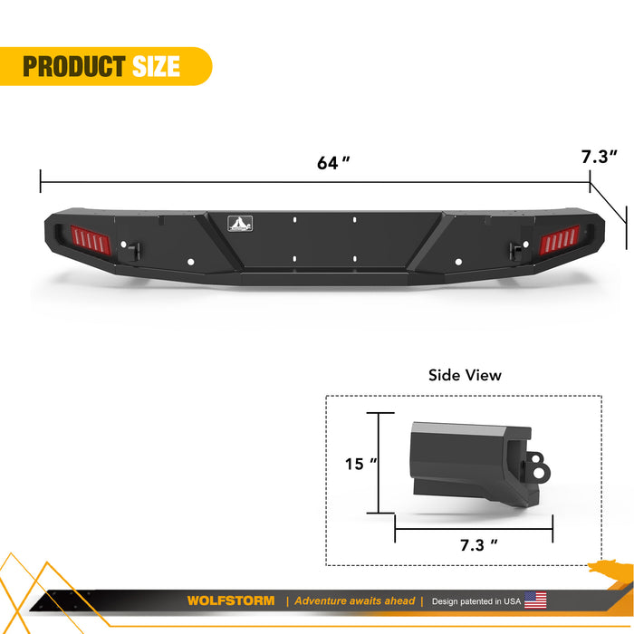 Pare-chocs arrière pour Jeep Wrangler JK 2008-2017 avec feux de freinage LED 