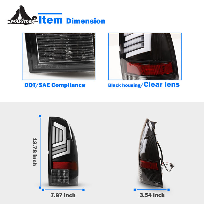 WOLFSTORM Feu arrière LED pour Toyota Tacoma 2005-2015, clignotant séquentiel et DRL