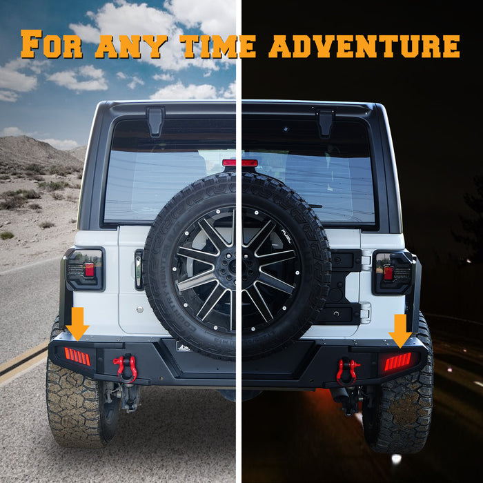 Pare-chocs arrière pour Jeep Wrangler JK 2008-2017 avec feux de freinage LED 