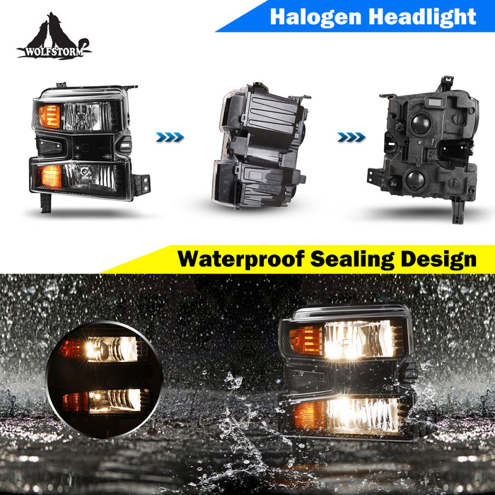 WOLFSTORM Headlight for 2019-2021 Chevy Silverado 1500 with DRL, High/Low Beam, and Turn Signals