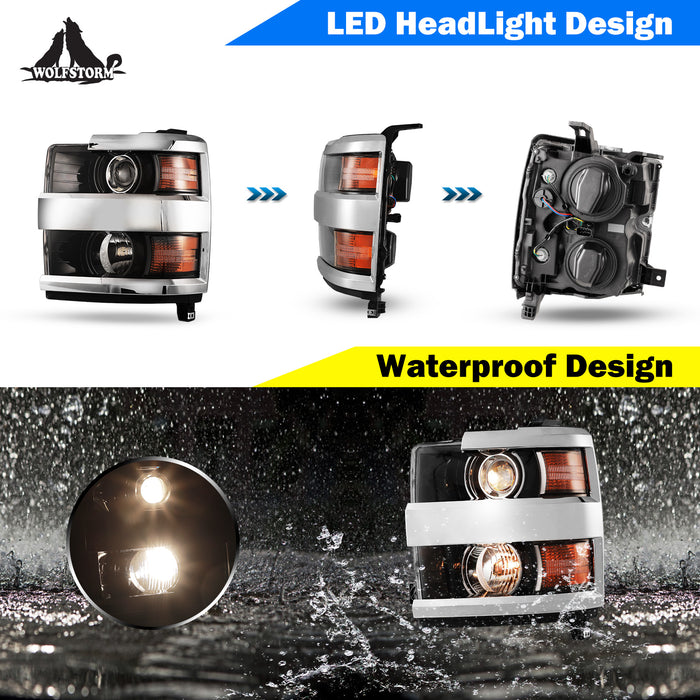 Faros delanteros LED WOLFSTORM para Chevy Silverado 2500 3500 2015-2019