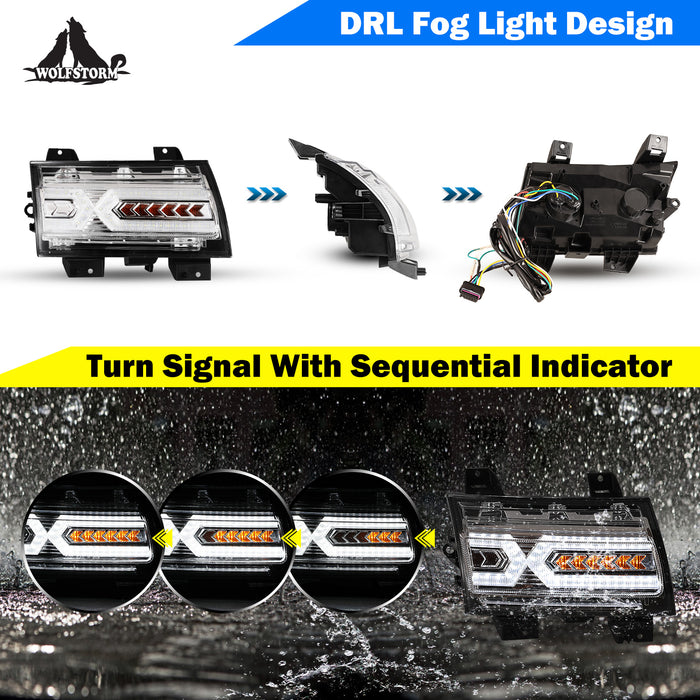 WOLFSTORM Ensemble de clignotants séquentiels à LED pour Jeep Wrangler JL/JLU 2018-2024 et Jeep Gladiator JT/JTU 2019-2024