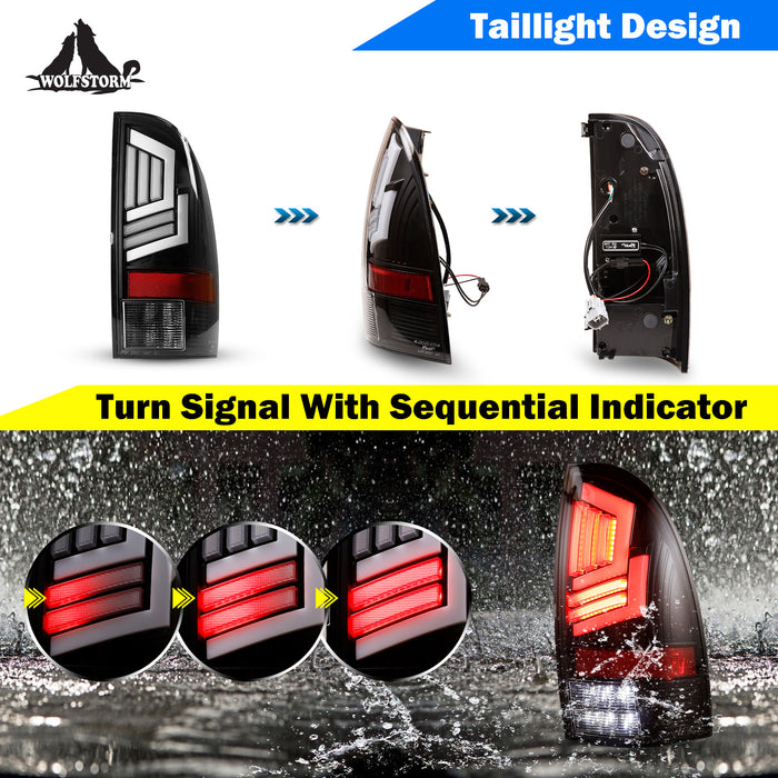 WOLFSTORM Feu arrière LED pour Toyota Tacoma 2005-2015, clignotant séquentiel et DRL