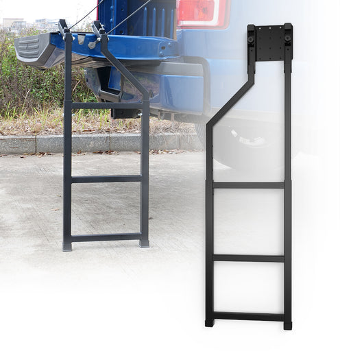 Universal Fit Pickup Truck Tailgate Ladder, Adjusted Folding Tailgate Step Ladder with Lock Device - WOLFSTORM 