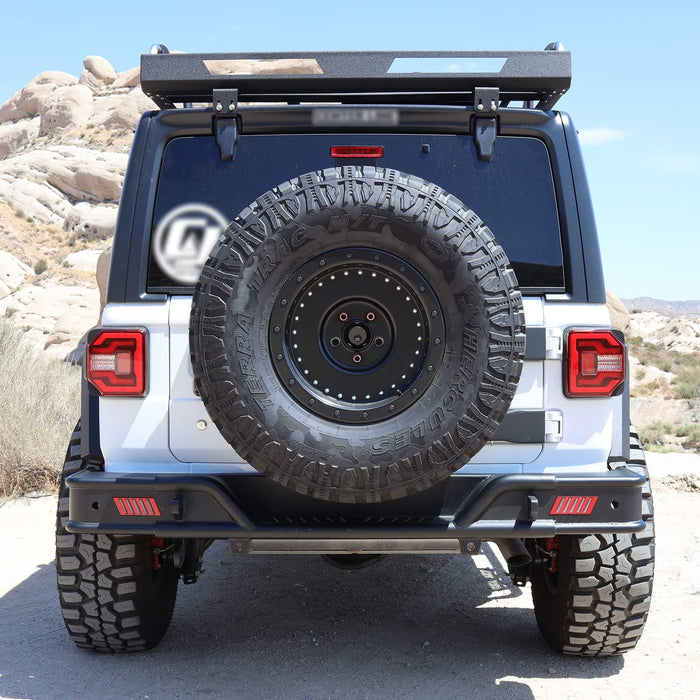 WOLFSTORM Rear Bumper with LED Position Lights for 2018-2023 Jeep Wrangler JL/JLU - WOLFSTORM 