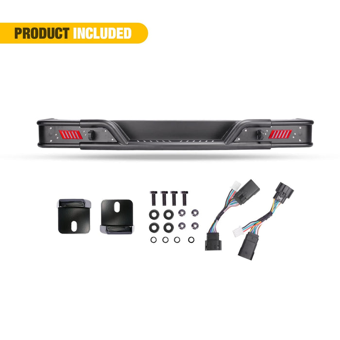 WOLFSTORM Rear Bumper with LED Position Lights for 2018-2023 Jeep Wrangler JL/JLU - WOLFSTORM 